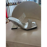 Summer New Toe Slippers Women Wear Temperament Square Drill With Thick Heel Cool Drag High