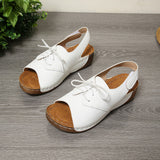 Asia's New Large-Size Sandals Women's Thick Bottom Slope And Lace With Magic Sticky Beach Cold