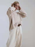 And Winter Explosion Of Women's Knitted Shirt Round-Neck Solid Color Loose