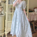 Sweet Kawaii Dress Women Peter Pan Collar Korean Slim Designer Midi Dress Casual Evening Party Chiffon Split Dress