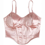 Zingj Satin Show Chest Bundle Waist Sexy Sling Show Back Vest Female Summer Small Top