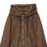 New Women's Hooded Zip Pocket Deer-Skinned Long-Sleeved Jacket