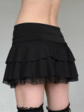 New Dark Wind Bow Lace Splicing Skirt Sexy Low-Rise Thin Hot Girl Ponp Of Short