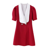 New Women's Fashion French Fashion Design Suited Bow Decorated Mini