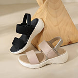 Version Of Casual Sandals Women's 2025 Summer New Round Head Loose Cake Broadband Sandals Magic Sticky Trendy Beach
