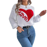 Shooting Autumn And Winter Casual Valentine's Day Love Love LOVE Long-Sleeved Jacket Sweater Women's