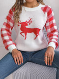 Shooting 2025 Autumn And Winter Casual Lattice Deer Long Sleeve Jacket Sweater Christmas Women's