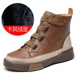 Leather Boots Children Winter New Soft Base Of High-Top Women's Shoes Magic Stick Martin Boots Women Retro