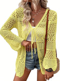 Beach Knitted Jersey In Summer 2025 Sexy Solid Color Knitted Beach Swimwear Shirt Sunscreen