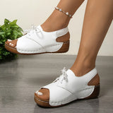 Asia's New Large-Size Sandals Women's Thick Bottom Slope And Lace With Magic Sticky Beach Cold