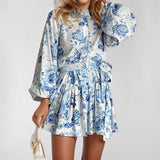 New Women's Temperament Elegant Fashion Long-Sleeved With National Style Printed