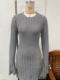 Zingj Women's New Sexy Long Sleeve Lace-Hole Sweater Dress-Outfit