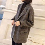 Autumn And Winter New Korean Version Of The Lattice Coat Female Short Small Ins Student Suit