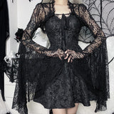 Temperament Dark Jacket Female Sexy Thin Cos Horn Sleeve Lace
