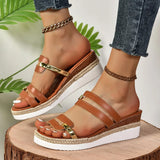 New Large-Size Women's Cool Slippers Summer Bundrel Heels Roman Shoes Women's Thick-Soled Loose