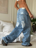 Worn Jeans Street Hot Girl Autumn New Low-Rise Loose Straight Pants Broad Legs