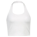 Zingj Hot Girl Hanging Neck Back Small Sling Female Slim Short Crop Pure Color Thread Short Jacket Tide