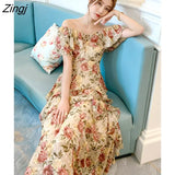 Floral Elegant Dress Women Luxury Evening Beach Maxi Summer Dresses Trend 2022 Party Chic One-piece Dress Korean