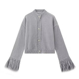 Women's INS Burst Cuff Hair Spliced Cardigan