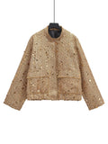 Women's Explosive Beads Decorated With Small Collar Jacket
