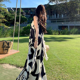Zingj Hanging Neck Dress Female Summer High Sense Loose Print Skirt