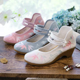 Zingj Heels Single Shoes Lady Spring And Summer Style Retro Embroidered Cloth Shoes National Wind Female Chinese Wind Cheongsam