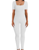 And Summer Threaded Collar Hips Sexy Yoga Sports Long-Sleeved Short-Sleeved Jumpsuit Trousers