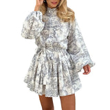 New Women's Temperament Elegant Fashion Long-Sleeved With National Style Printed