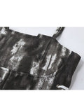 Summer Sexy Women Vintage Tie-Dyed Spaghetti Strap Mini Dress Sleeveless High Waist Female Party Club Bodycon A-line