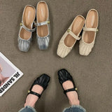 Flat-Bottomed Bun Head Half-Dragging Sandals Women Spring And Autumn High-End Summer Wearing Mary Jane Muller With Skirt Single