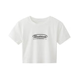 Zingj Letter Print Short T-Shirt Women's Summer 2024 New Slim Slim Short-Sleeved
