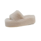 Base Simple Hairy Slippers Women Wear 2025 Autumn And Winter New Korean Version Of Home Toe A Word Wool Cotton