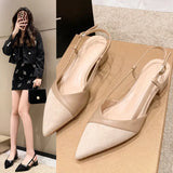 Bag Head Sandals Tips With Bare High Heels Women Summer New Coarse Heel Single Shoes