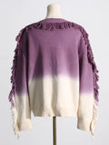 Zingj Wind Gradually Pull Wool Edge Long Sleeve Knit Jacket Spring 2024 New Fashion Trend Design Sense Sweater