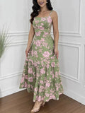 Women's Sleeveless Vintage Long Sleeve Temperament Sling Print Dress Women's