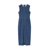 Temperament Sleeveless Denim Dress With Hip Dress Women's Summer 2025 New Waist-Skinny French Vest