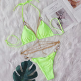 Zingj 2025 New Bikini Crystal Diamond Body Chain Decoration Swimsuit Strap Split Beach