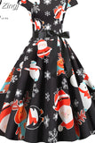 Christmas Women Summer Short Sleeve Elegant Vintage Xmas Party Dresses Robe Femme Casual Vestidos with