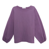 Zingj Women's Fall 2024 New Korean Version Loose Sleeve Student Lantern Sleeve Long-Sleeve T-Shirt Women's Solid Color Bottom Shirt
