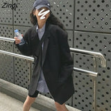 Coats Women Single-breasted Loose All-match Leisure Trendy Outwears Vintage Chic Ulzzang Classic Suit-tops Ladies