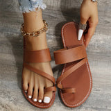 Toe Slipper Female Solid Color Round Head Wearing Large-Size Beach Cool