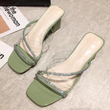 New Women's Style Coarse And Slippers Korean Version Of Simple Fashion Transparent Cool Slippers Outside Wearing The Front Half Slippers