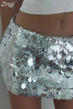 Women Sequined Skirts Sparkle Bodycon Short Mini Skirts Shiny Glitter Pencil Skirts Nightwear Party Clubwear 2023