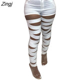 Hollow Out Sexy Pencil Pants Women High Waist Bandage Leggings Clubwear Party Pants Female Solid