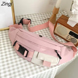 Bags Casual Functional Money Phone Pouch Belt Bag Female Canvas Banana Bag Fanny Pack Cargo Harajuku Fashion Ulzzang