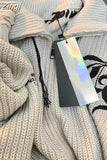 Cardigan Sweater Women's 2023 New Autumn Winter Lapel Collar Vintage Zipper Loose Coat Knitted Cardigan Oversized