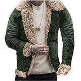 Winter New Fur Integrated Men's Coat Thick Imitation Leather Velvet Printed Jacket