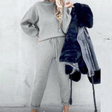 Autumn And Winter Hot Sale High-Necked Long Sleeve Grab Velvet Fashion Casual Jacket Set
