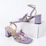 Women's High-Heeled Shoes Three-Dimensional Orchid Head Thick And Spring And Summer Fashion Night Party Purple