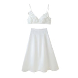 Women's Clothing In The Summer Of 2025 Fashion Two Colored Flowers Solid Colored Dress